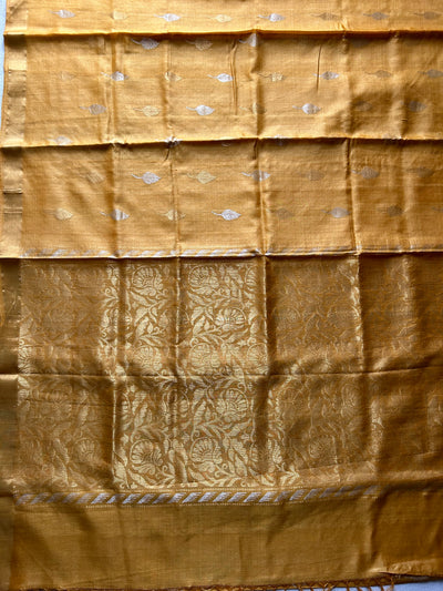 THE GOLDEN TREASURE : Handloom Kosa Tussar silk saree