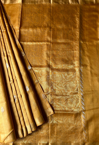 THE GOLDEN TREASURE : Handloom Kosa Tussar silk saree