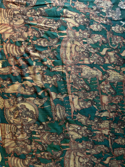 KADAMBARI: Handloom Maheshwari Pure Silk-Cott Pen Kalamkari Saree