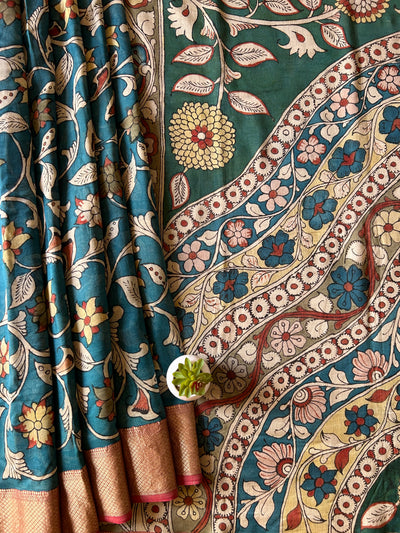 CHANDRAMUKHI: Handloom Maheshwari Pure Silk-Cott Pen Kalamkari Saree