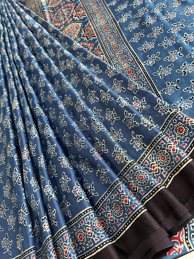 KHANAK:HANDBLOCK AJRAKH MODAL SILK SAREE