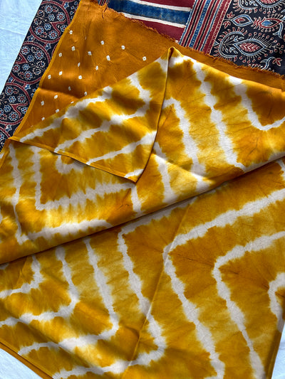 Haldi kumkum: Handmade LEHRIYA- AJRAKH Modal Silk Saree