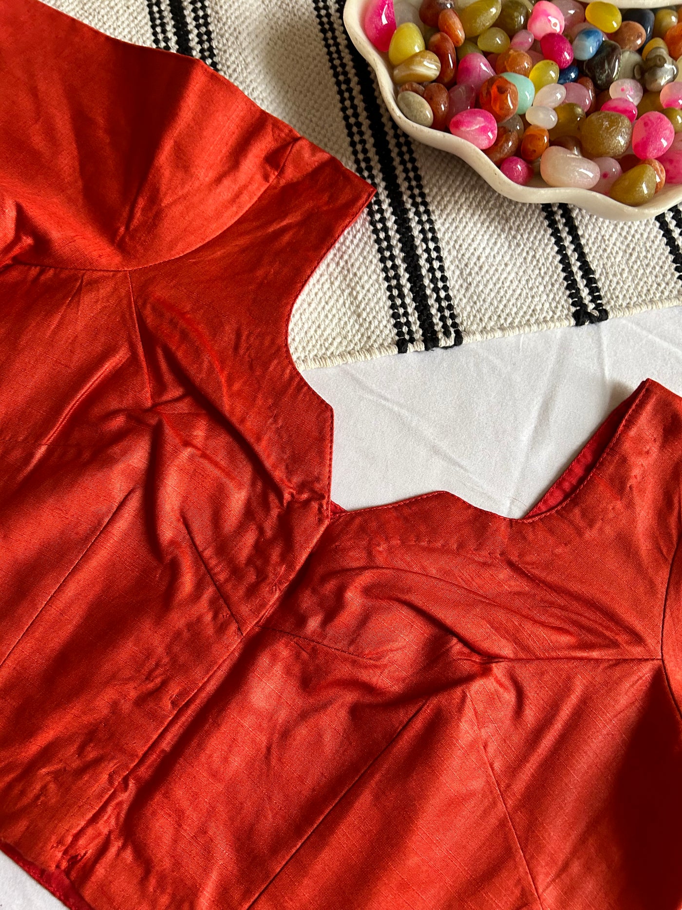 RED Silk: PURE SILK READYMADE BLOUSE