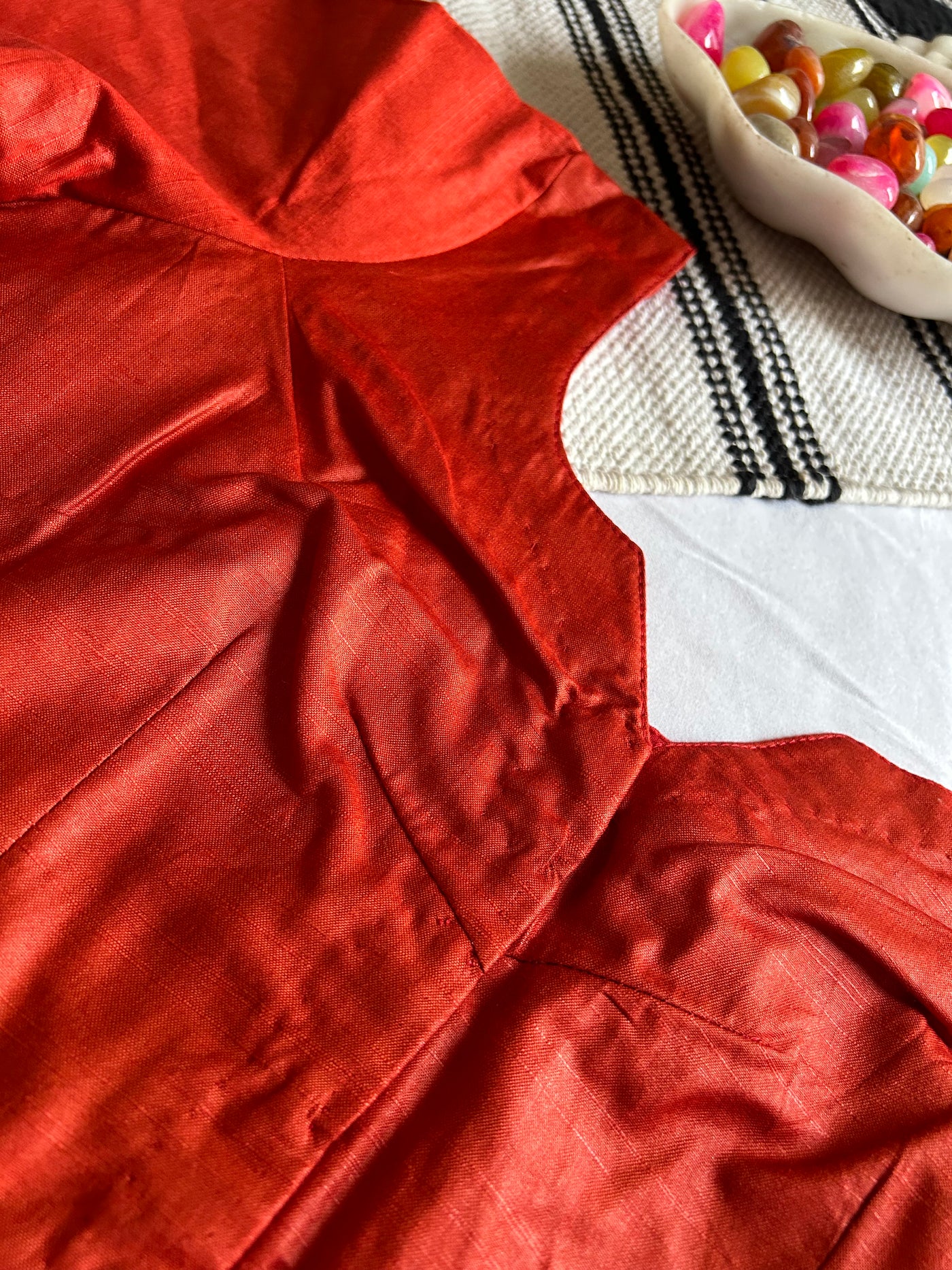 RED Silk: PURE SILK READYMADE BLOUSE