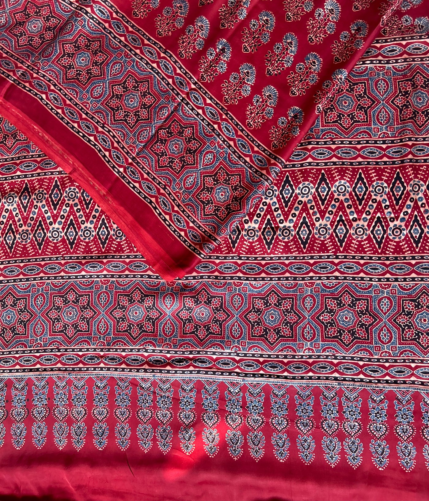 GULMOHAR: HANDBLOCK AJRAKH MODAL SILK SAREE