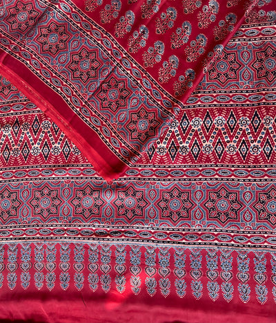 GULMOHAR: HANDBLOCK AJRAKH MODAL SILK SAREE