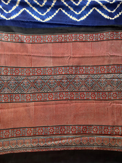 Neela Paani: Handmade LEHRIYA- AJRAKH Modal Silk Saree