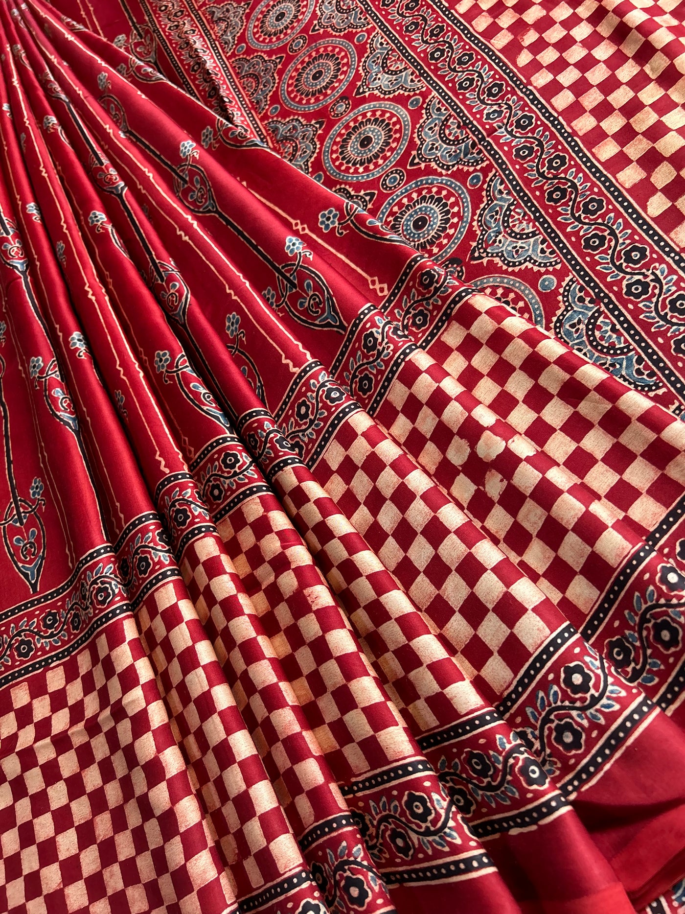 JAYA: MADDER,HANDBLOCK AJRAKH MODAL SILK SAREE