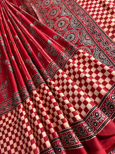 JAYA: MADDER,HANDBLOCK AJRAKH MODAL SILK SAREE