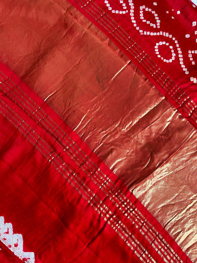 ARUNA: bandhani saree with tissue palla
