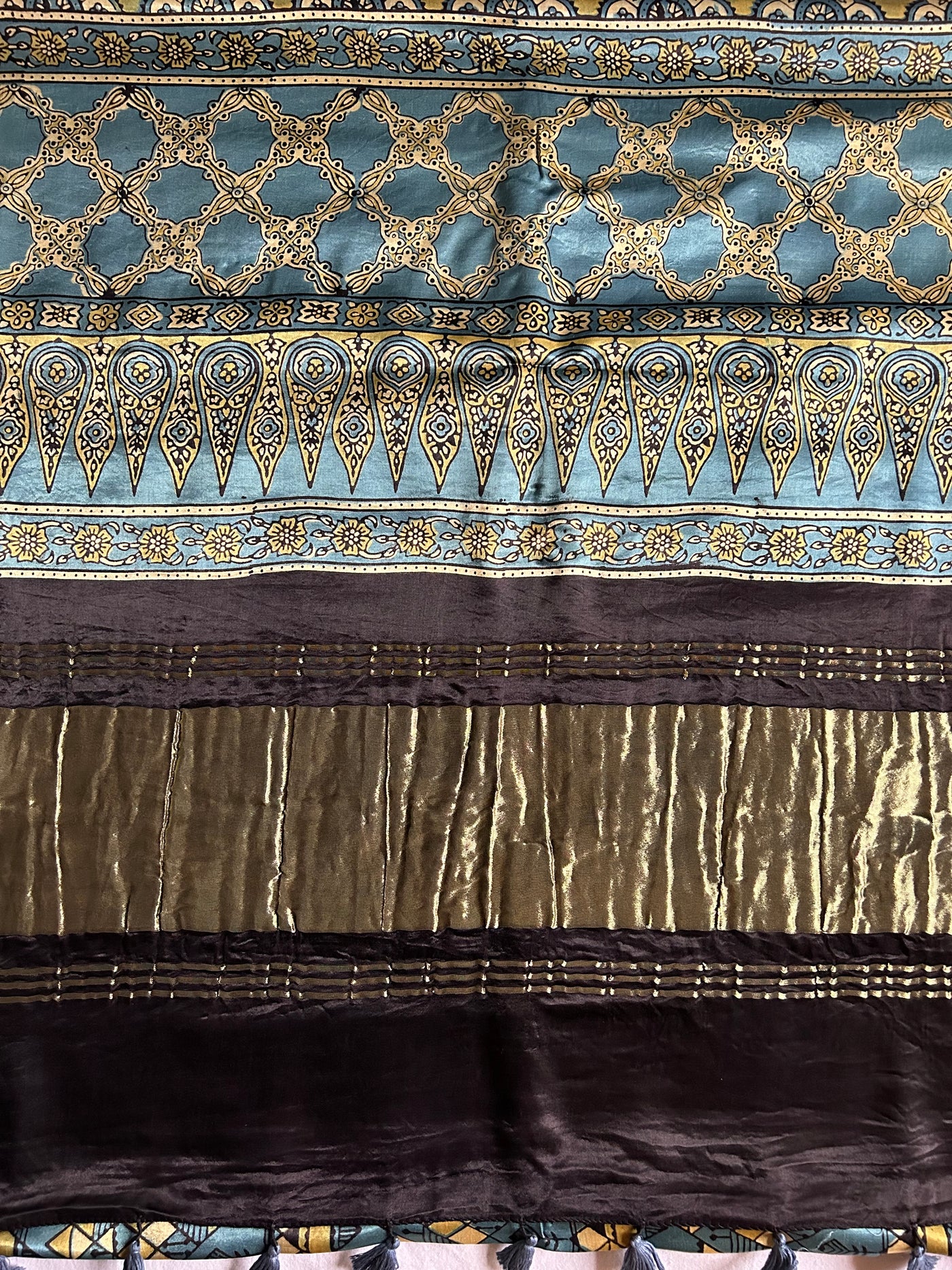 RADHA: MODAL SILK TISSUE AJRAKH