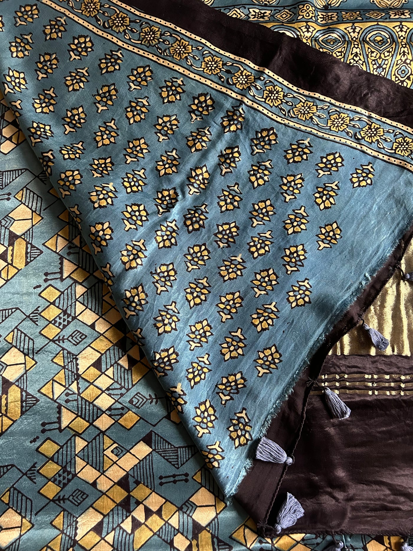 RADHA: MODAL SILK TISSUE AJRAKH