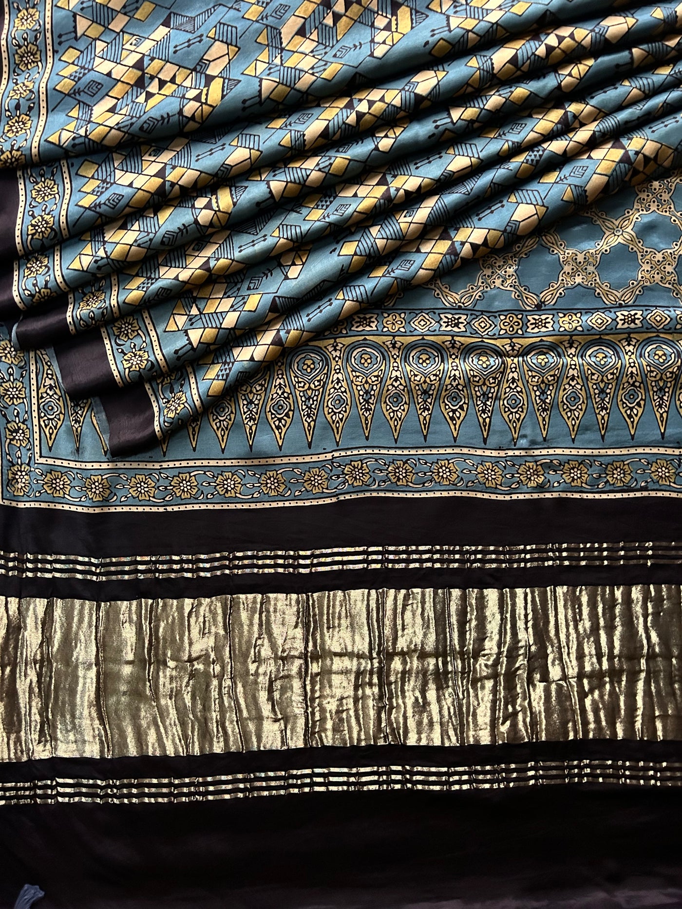 RADHA: MODAL SILK TISSUE AJRAKH