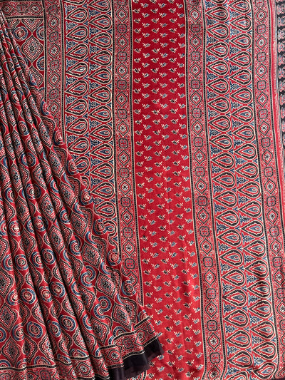 Surabhi :MADDER, HAND BLOCK AJRAKH MODAL SILK SAREE