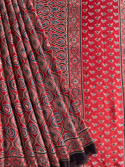 Surabhi :MADDER, HAND BLOCK AJRAKH MODAL SILK SAREE