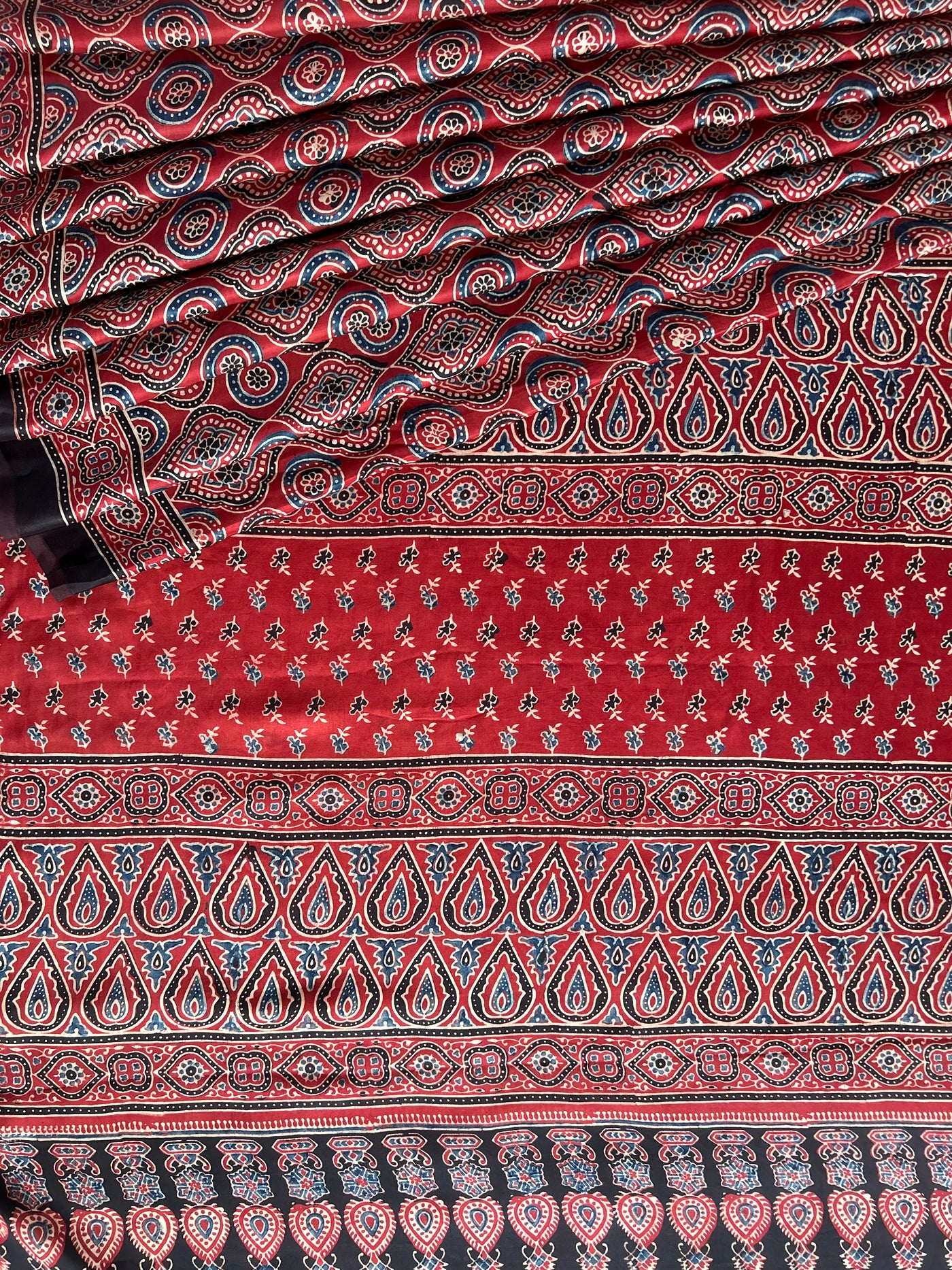 Surabhi :MADDER, HAND BLOCK AJRAKH MODAL SILK SAREE