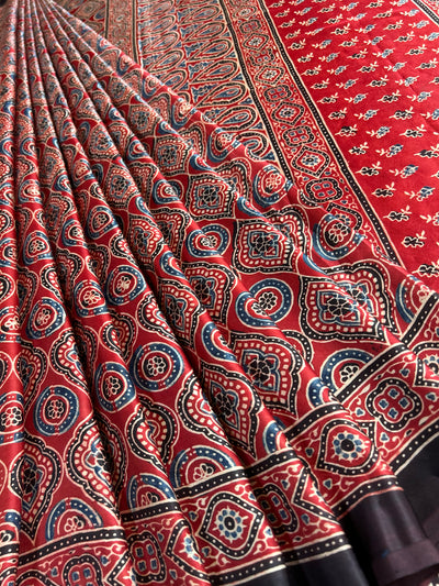 Surabhi :MADDER, HAND BLOCK AJRAKH MODAL SILK SAREE