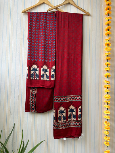 Raina:Handblock Ajrakh Modal Silk Suit by