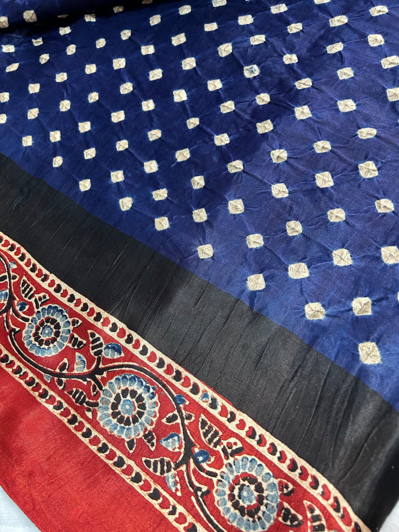 Radha: AJRAKH BANDHEJTISSUE MODAL SILK SAREE