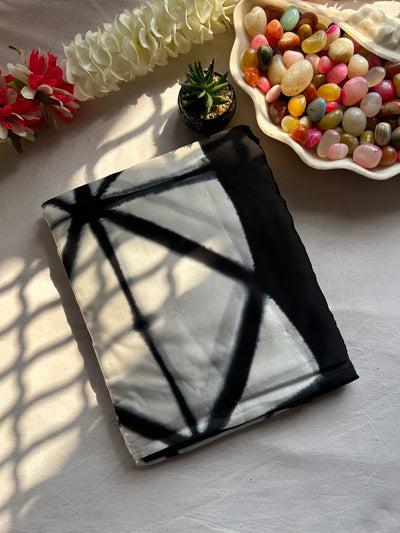 petunia Black: Handmade Clamp Dye- Bandhej Modal Silk Saree