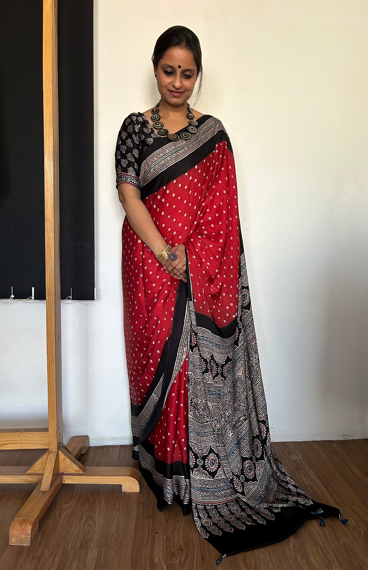 APARNA: AJRAKH BANDHEJ MODAL SILK SAREE