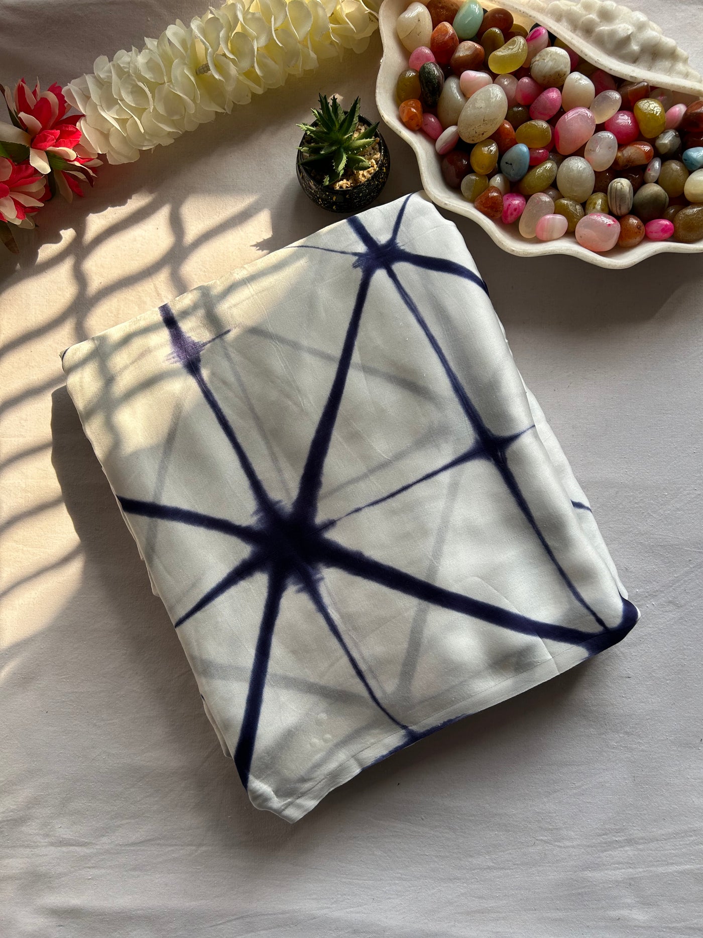 Iris: Handmade Clamp Dye- Bandhej Modal Silk Saree