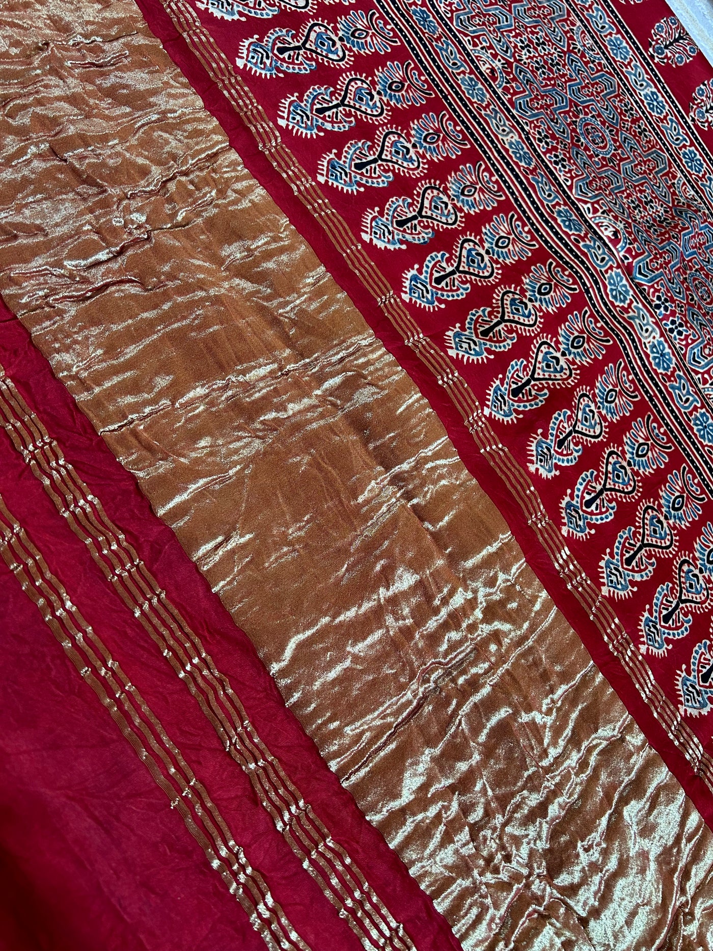 SUNAINA: HANDMADE AJRAKH BANDHEJ MODAL SILK SAREE