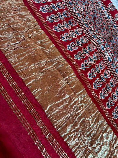 SUNAINA: HANDMADE AJRAKH BANDHEJ MODAL SILK SAREE