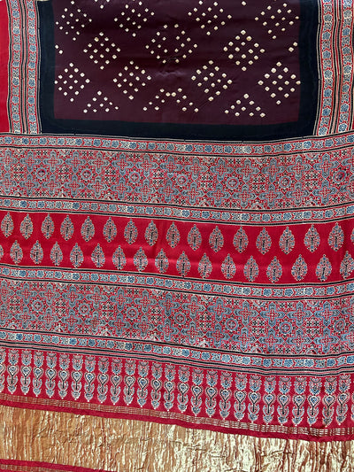 SUNAINA: HANDMADE AJRAKH BANDHEJ MODAL SILK SAREE
