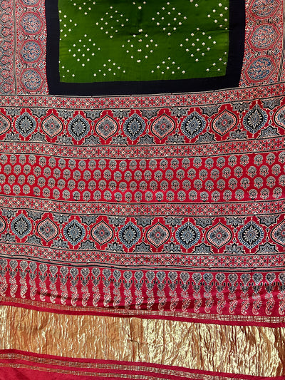 MAHI: HANDMADE AJRAKH BANDHEJ MODAL SILK SAREE