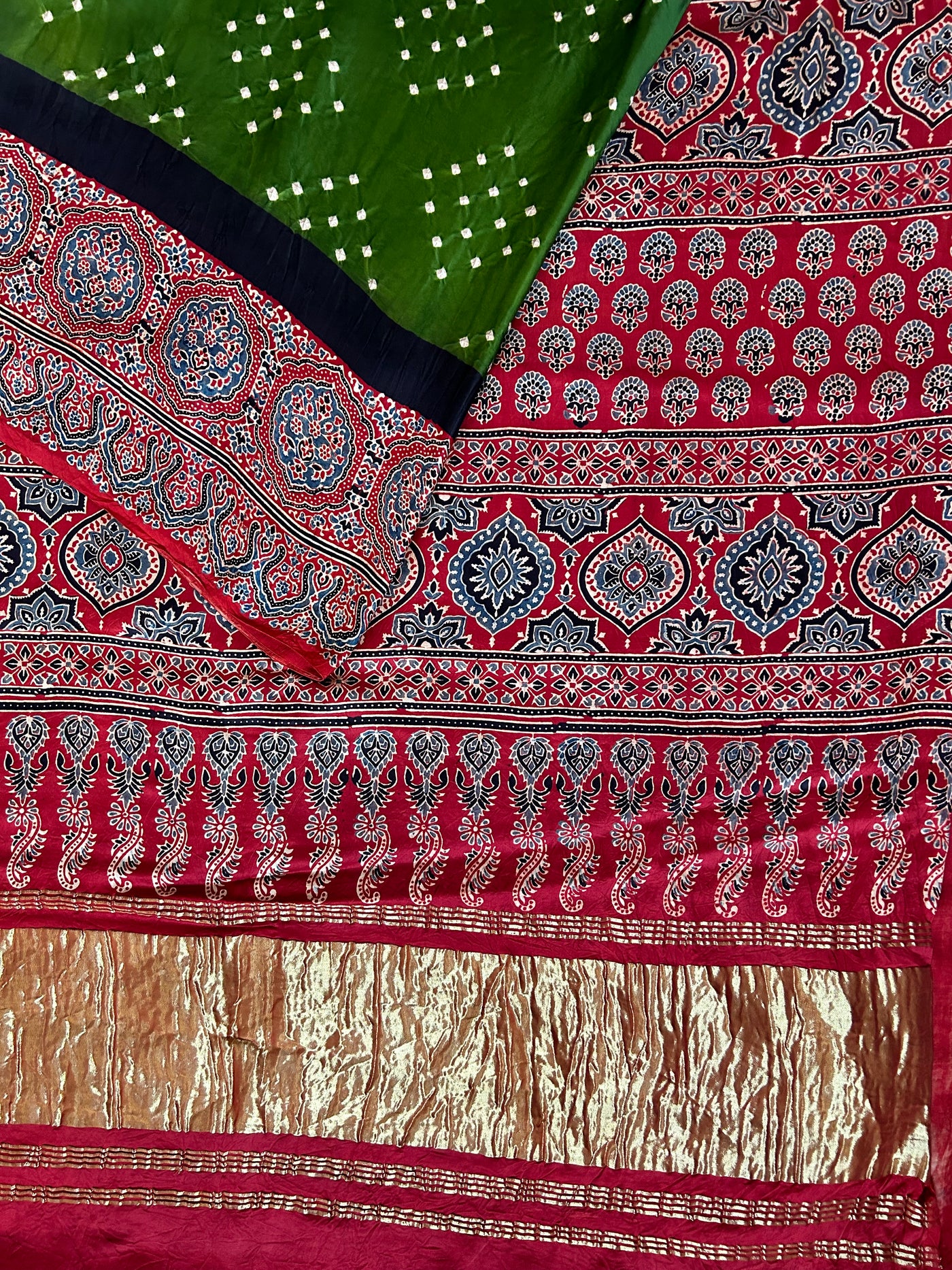 MAHI: HANDMADE AJRAKH BANDHEJ MODAL SILK SAREE