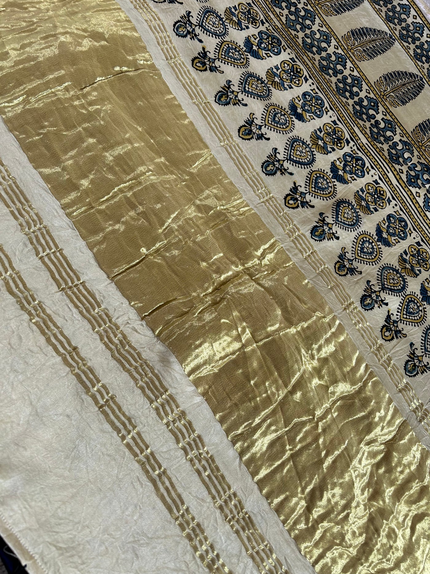 AADIYA: HANDMADE AJRAKH BANDHEJ MODAL SILK SAREE