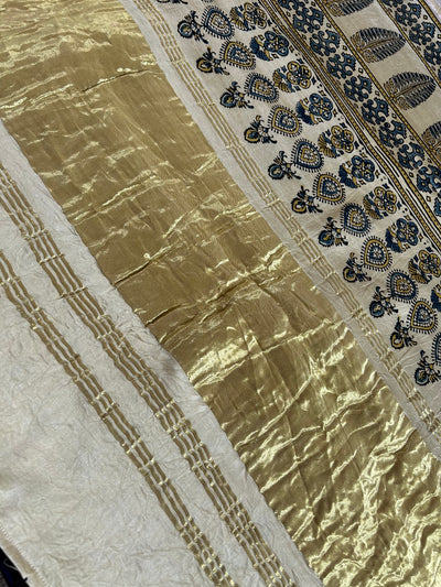 AADIYA: HANDMADE AJRAKH BANDHEJ MODAL SILK SAREE