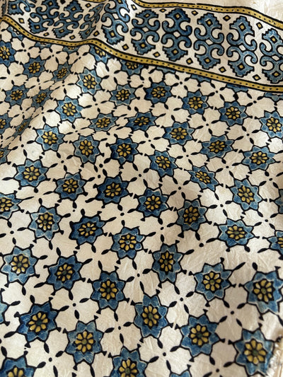 AADIYA: HANDMADE AJRAKH BANDHEJ MODAL SILK SAREE