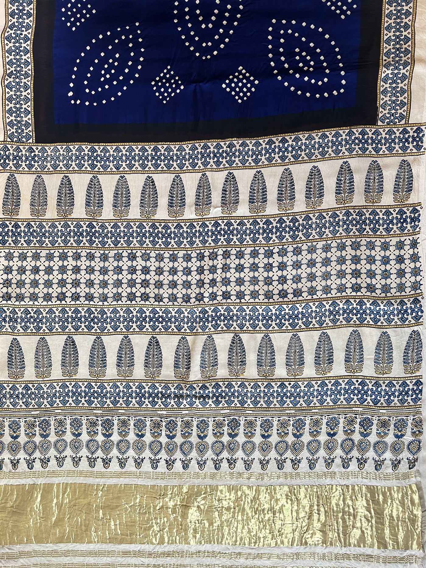 AADIYA: HANDMADE AJRAKH BANDHEJ MODAL SILK SAREE
