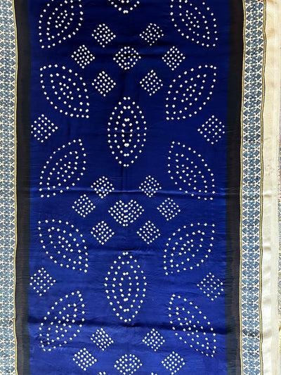 AADIYA: HANDMADE AJRAKH BANDHEJ MODAL SILK SAREE