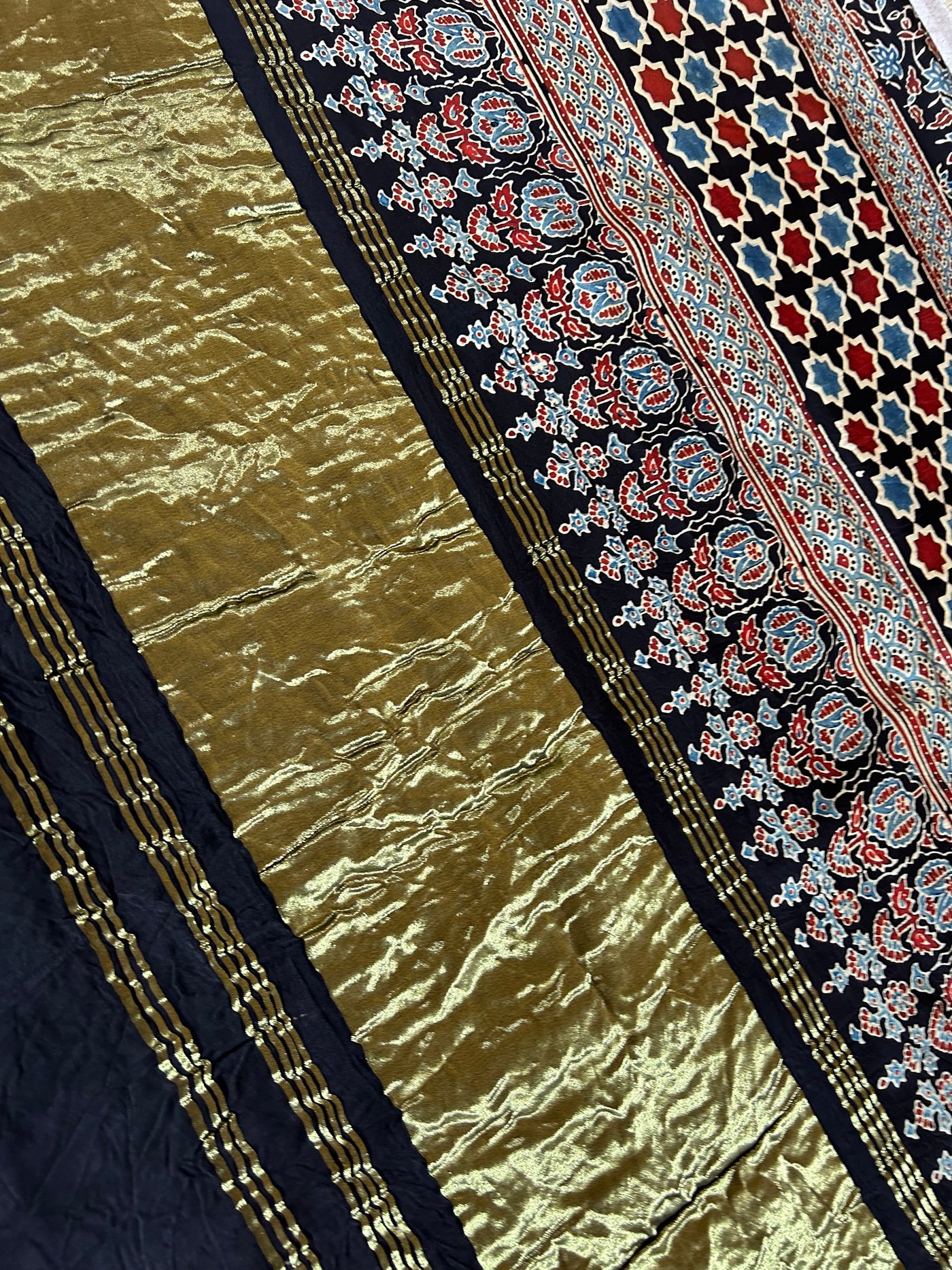 SNEHA: HANDMADE AJRAKH BANDHEJ MODAL SILK SAREE