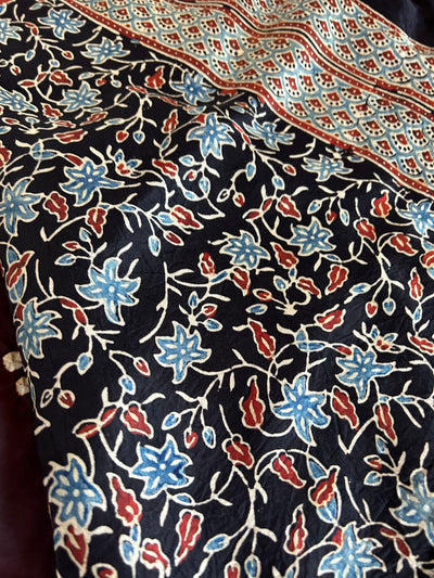 SNEHA: HANDMADE AJRAKH BANDHEJ MODAL SILK SAREE