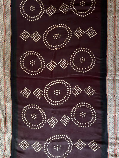 SNEHA: HANDMADE AJRAKH BANDHEJ MODAL SILK SAREE