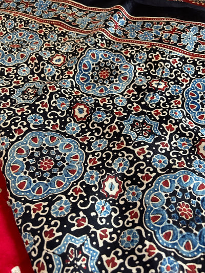 TANUJA: HANDMADE AJRAKH BANDHEJ MODAL SILK SAREE
