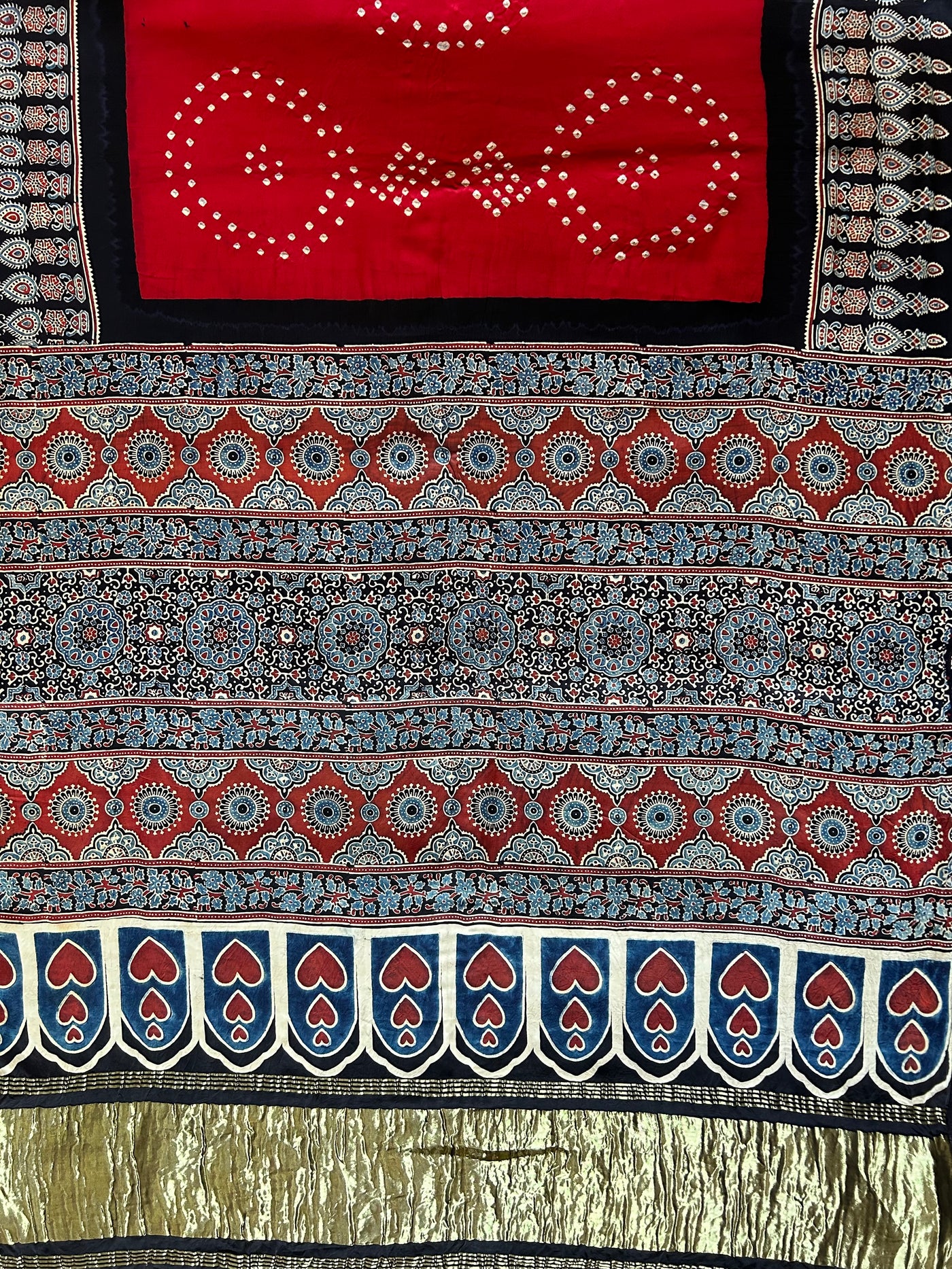 TANUJA: HANDMADE AJRAKH BANDHEJ MODAL SILK SAREE