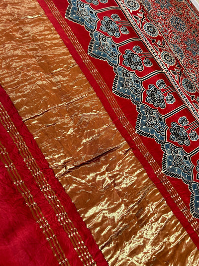 TARULATA: HANDMADE AJRAKH BANDHEJ MODAL SILK SAREE