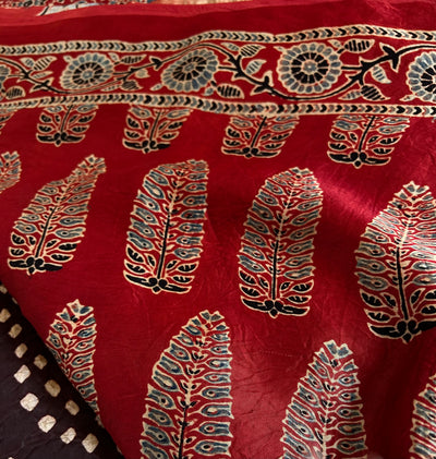 TARULATA: HANDMADE AJRAKH BANDHEJ MODAL SILK SAREE