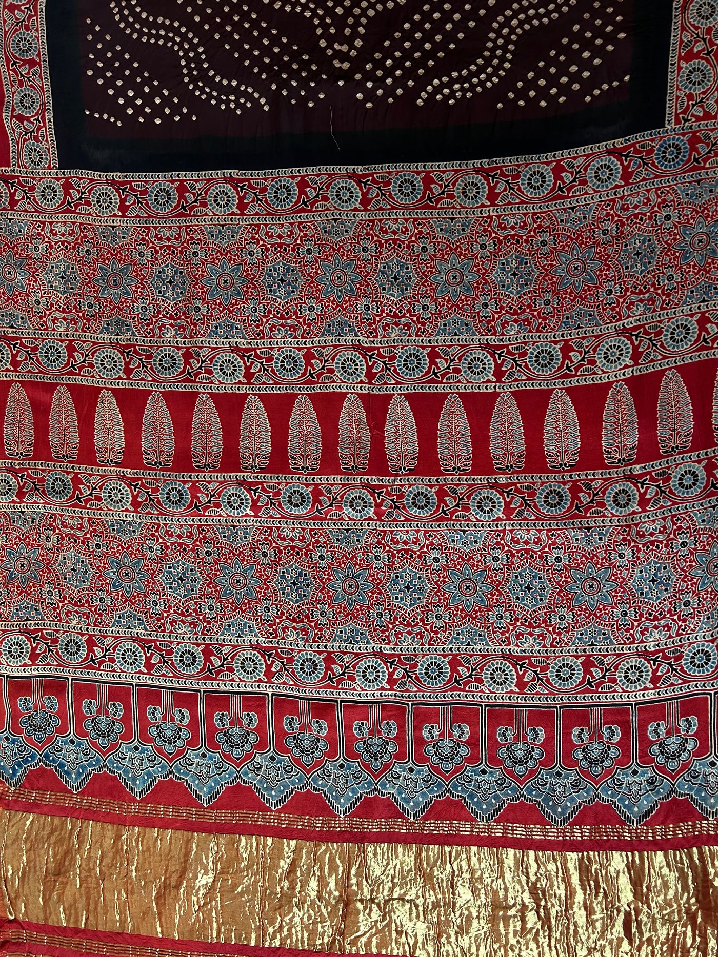 TARULATA: HANDMADE AJRAKH BANDHEJ MODAL SILK SAREE
