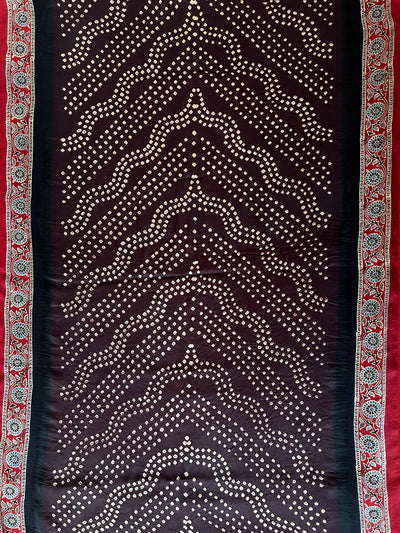TARULATA: HANDMADE AJRAKH BANDHEJ MODAL SILK SAREE