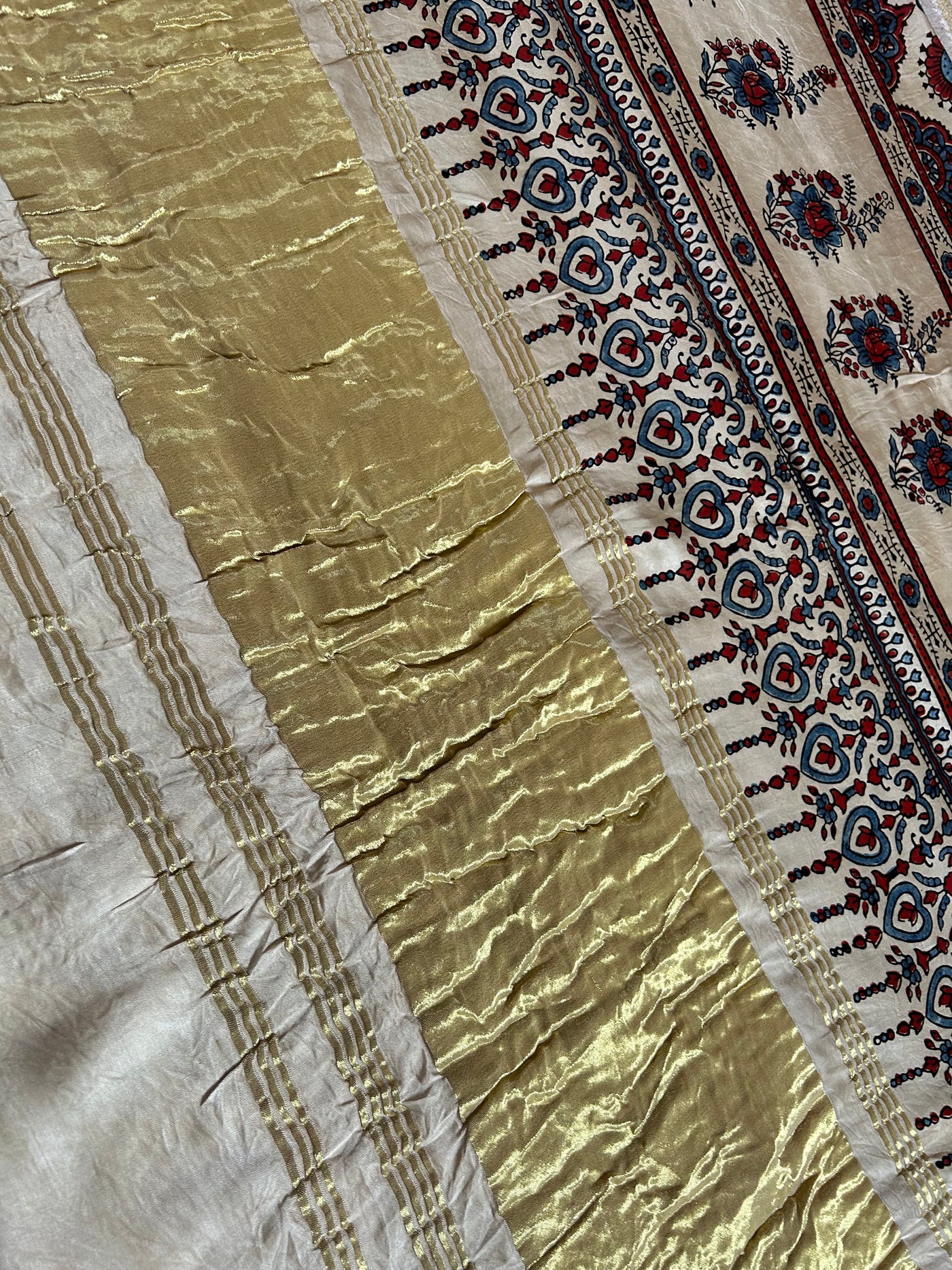 SINDHUJA: HANDMADE AJRAKH BANDHEJ MODAL SILK SAREE