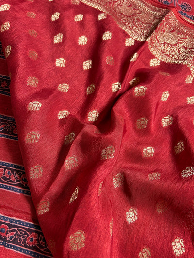 JUHI:Premium Dola SILK Meenakari PalluAjrak Saree