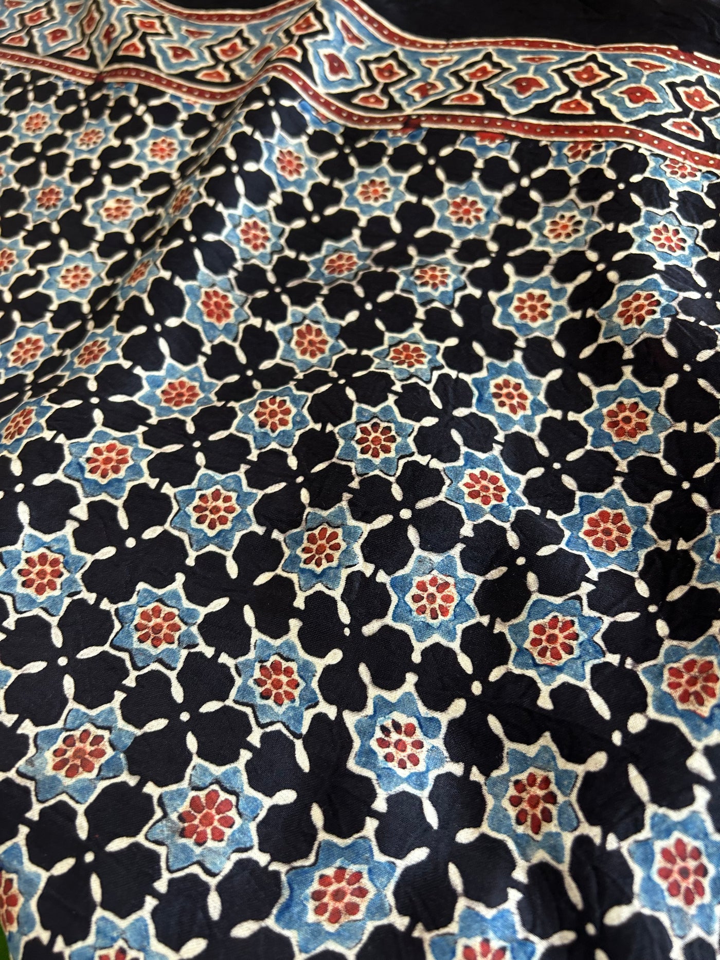 KASTURI: HANDMADE AJRAKH BANDHEJ MODAL SILK SAREE