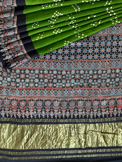 KASTURI: HANDMADE AJRAKH BANDHEJ MODAL SILK SAREE