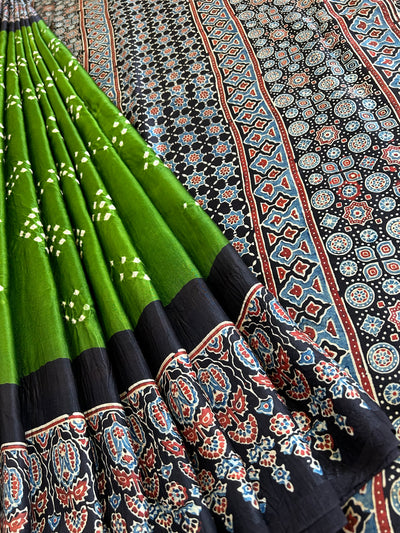 KASTURI: HANDMADE AJRAKH BANDHEJ MODAL SILK SAREE